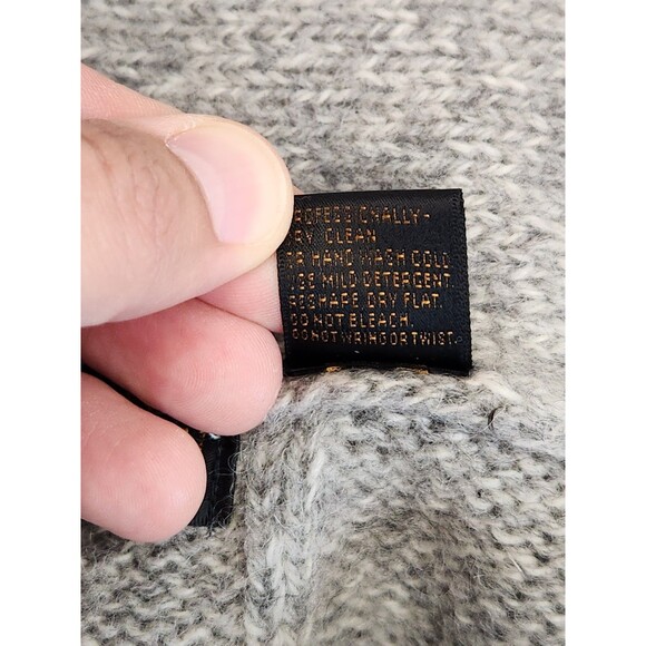 Vintage Eddie Bauer Sweater Men's L Gray Striped Wool Blend Shawl Collar 90's - Picture 6 of 7